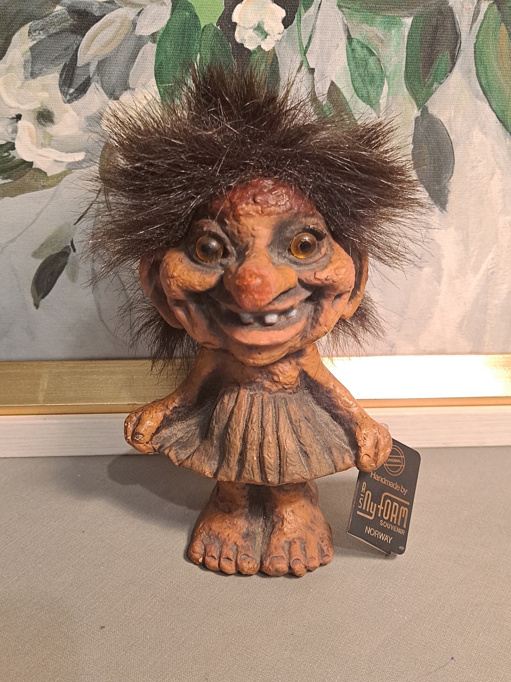 NyForm Vintage 90s Handmade In Norway Brown Girl Lena Troll Doll Latex Sculpture